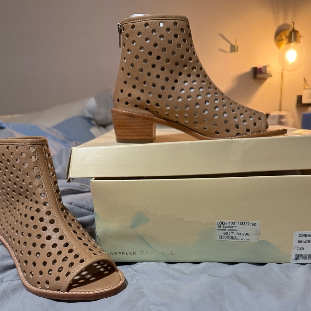 Loeffler Randall Brown Perforated Ankle Booties -size 7.5 brand new in box!